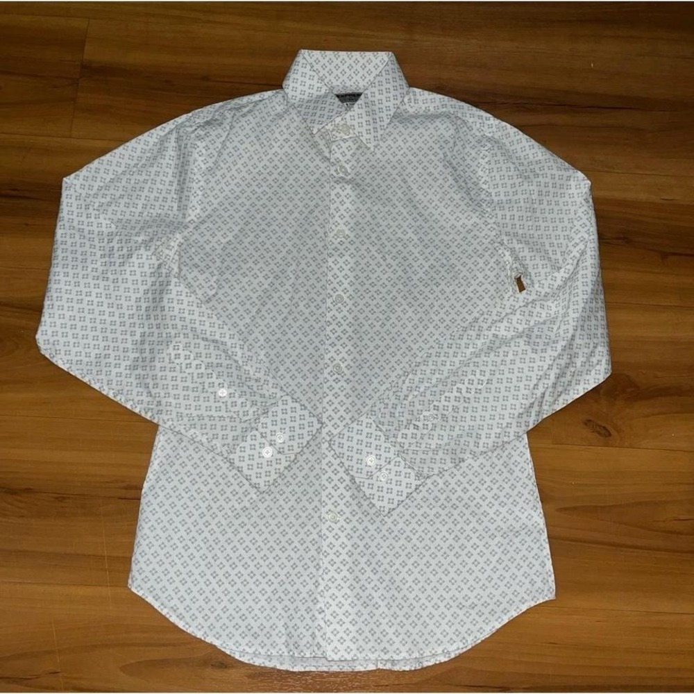 Mens Express Slim Geometric Pattern Button Up Casual Shirt